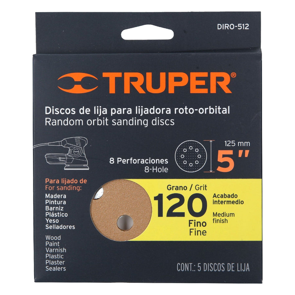 Truper Sanding Disc with Holes & Velcro Backing 125mm 5-pce 120g