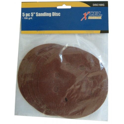 Xcel Sanding Disc with Holes & Velcro Backing 125mm 5-pce 60g