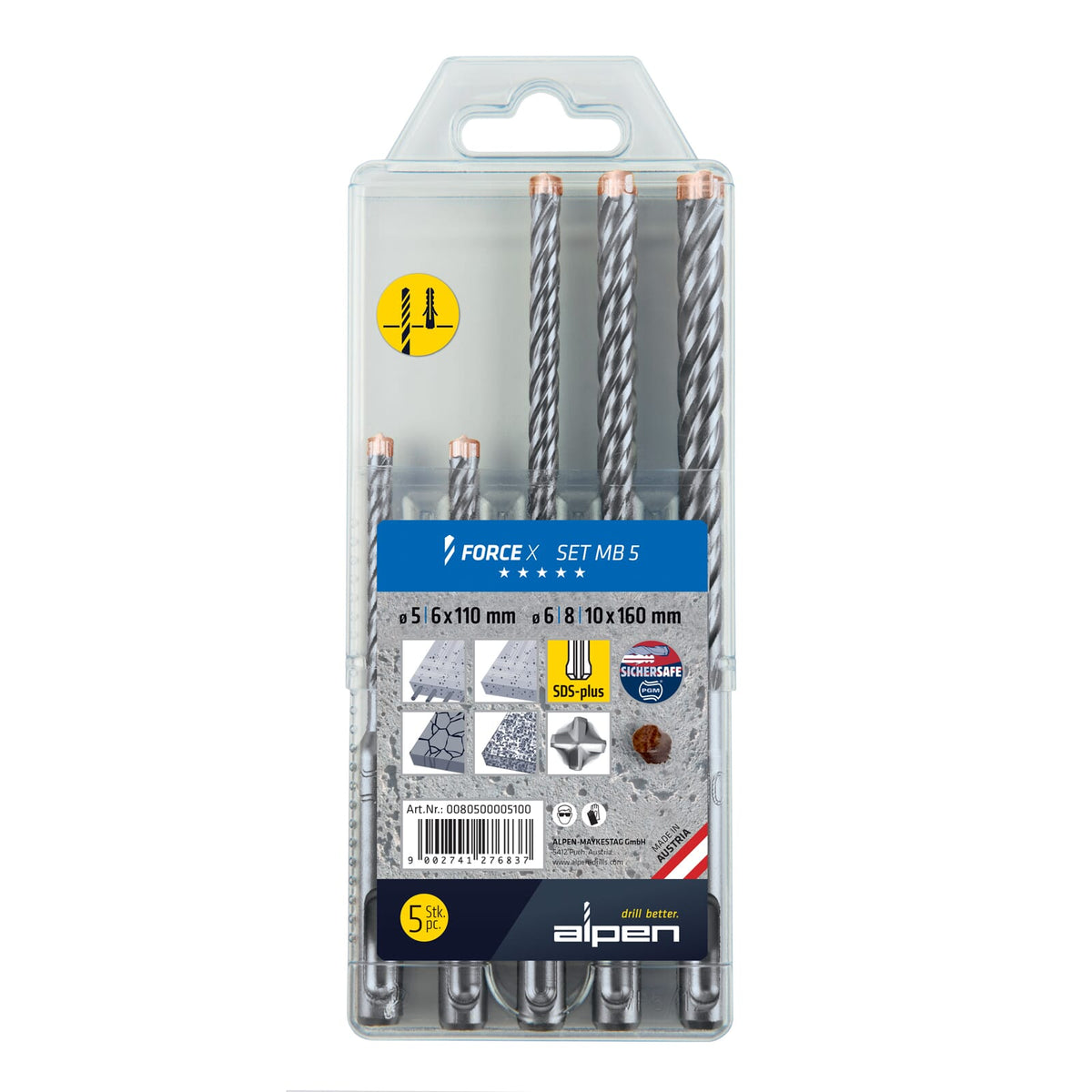 Alpen Series 805 Force SDS-Plus Masonary Drill Set