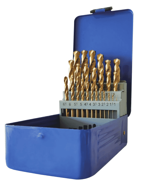 Rex-plus M2 HSS TiN Coated Jobber Drill Set 25pc 1-13mm | Hobeca