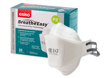 Esko P2 flat fold respirator box of 20, teal packaging