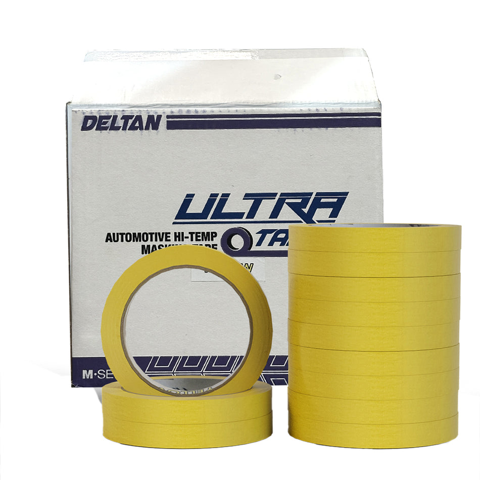 Deltan Ultra Tape Automotive Masking Tape Yellow 18mm X 50m Box Of 48