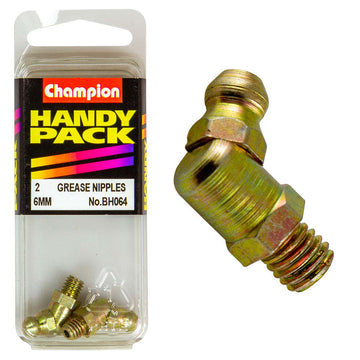 Champion 6mm 45-degree grease nipples, pack of 2