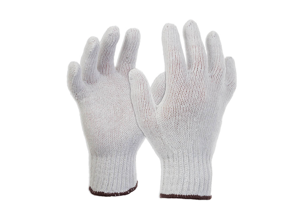 ESKO Knitted poly/cotton white glove, Blue cuff . Size XL