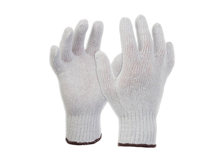 ESKO knitted poly/cotton white glove, Red cuff, Small