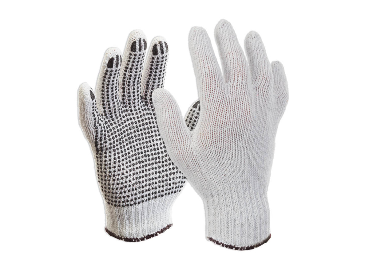 Knitted Polycotton Glove With Dots, Size Large | Esko