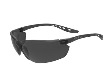 Aero dielectric safety spectacles with anti-fog coating, available in clear and smoke lens options