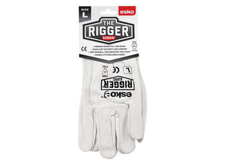 Esko Natural Cowgrain 'A' Grade Rigger Glove with Header Card, Size 2XL (Yellow)