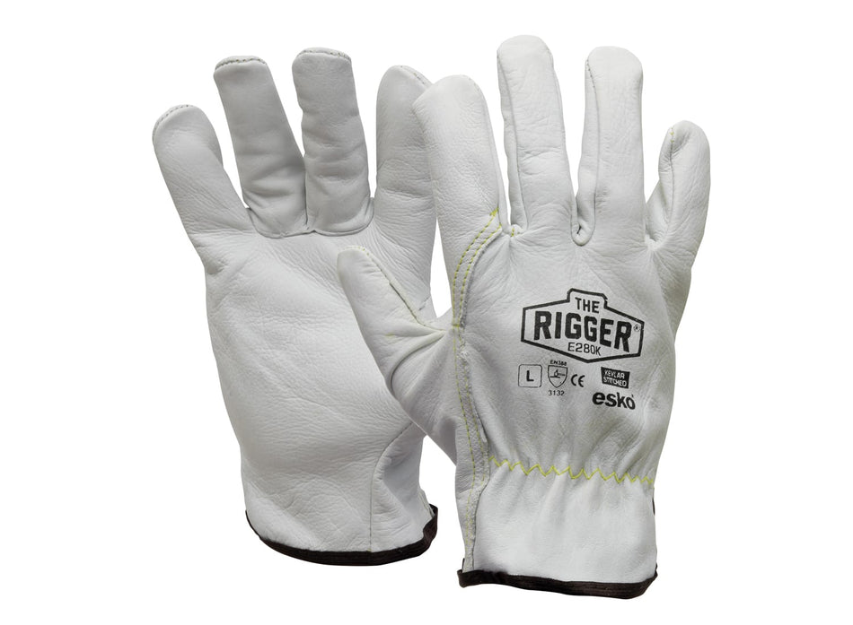 Esko Natural Cowgrain 'A' grade Leather Rigger Glove with Kevlar stitching. Size XL (Blue)