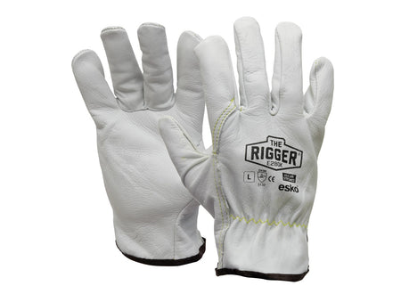 Esko Natural Cowgrain 'A' grade Leather Rigger Glove with Kevlar stitching. Size 2XL (Yellow)