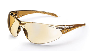 XSPEX Safety Spec BRONZE wraparound safety glasses with soft rubber sidearms