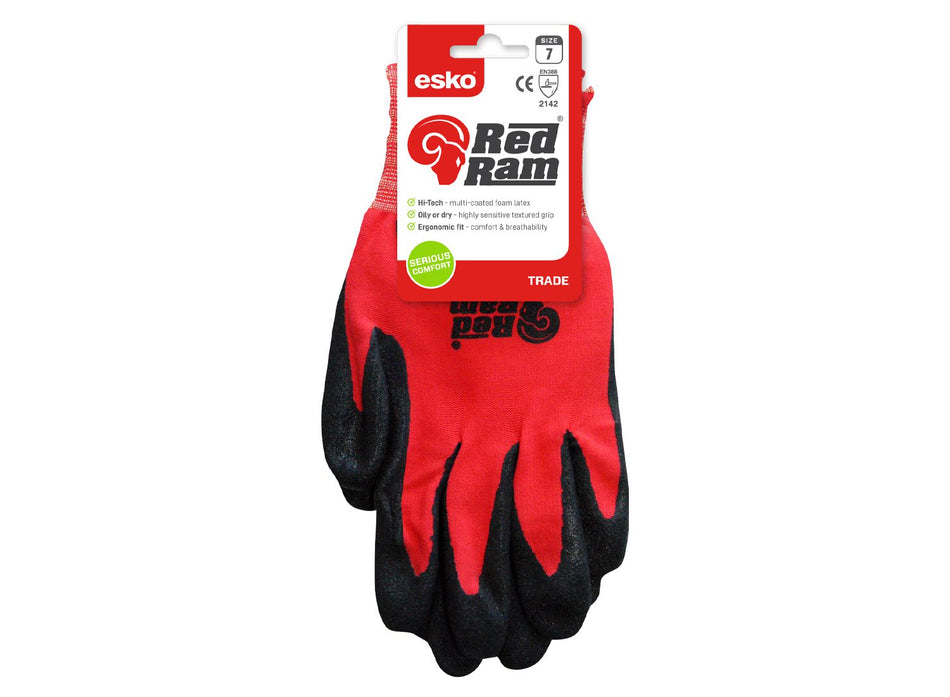Red Ram Latex Header Carded Glove, Size 2XL