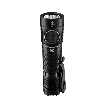 Nitecore E4K compact rechargeable torch with clip and holster