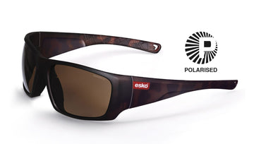 SAHARA safety glasses, matt tortoiseshell frame, polarised bronze lens