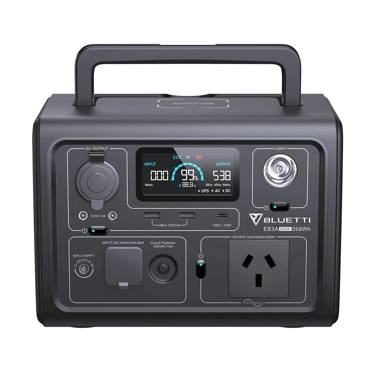 Bluetti Eb3a Portable Power Station | 600w (1200w Surge) 268wh | Formula