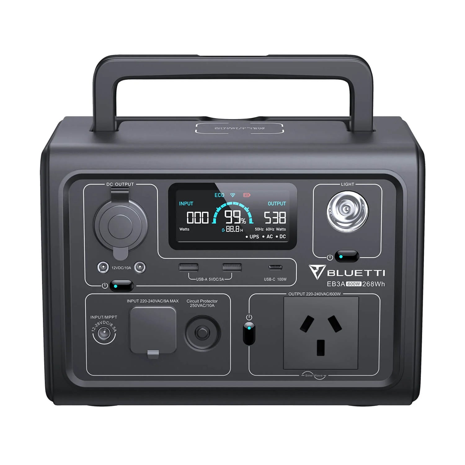 Bluetti Eb3a Portable Power Station | 600w (1200w Surge) 268wh | Formula