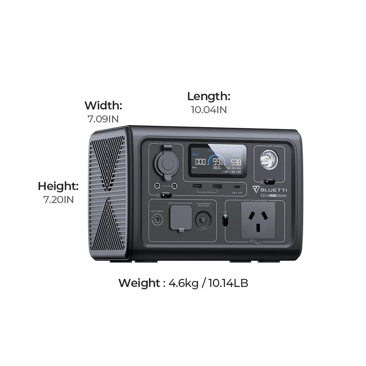 Bluetti Eb3a Portable Power Station | 600w (1200w Surge) 268wh | Formula