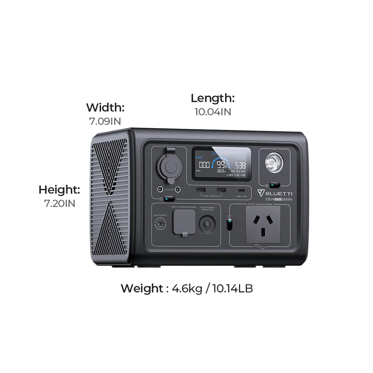 Bluetti Eb3a Portable Power Station | 600w (1200w Surge) 268wh | Formula
