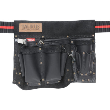 Taurus Tough full grain leather electrician tool belt apron, left-handed, black