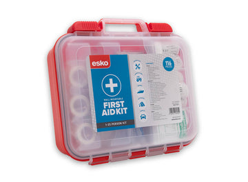 First aid kit 116-piece set in plastic wall-mountable case