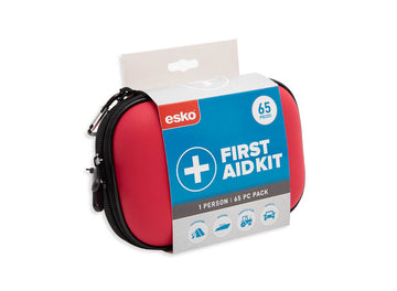 First aid kit 65 pieces in moulded EVA case with carabiner