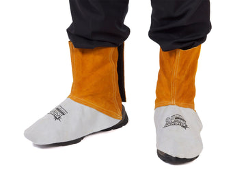 FUSION chrome leather welders spats with Velcro fastening and Kevlar stitching