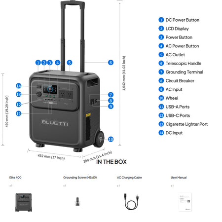 Bluetti Elite400 Portable Power Station | 2600w 3840wh