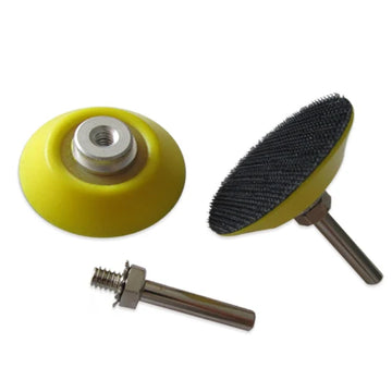 75mm yellow and black hook and loop backing pad with 6mm shaft