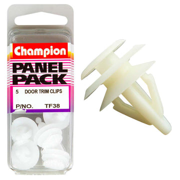 Champion white door trim clip 13mm x 14mm, pack of 5