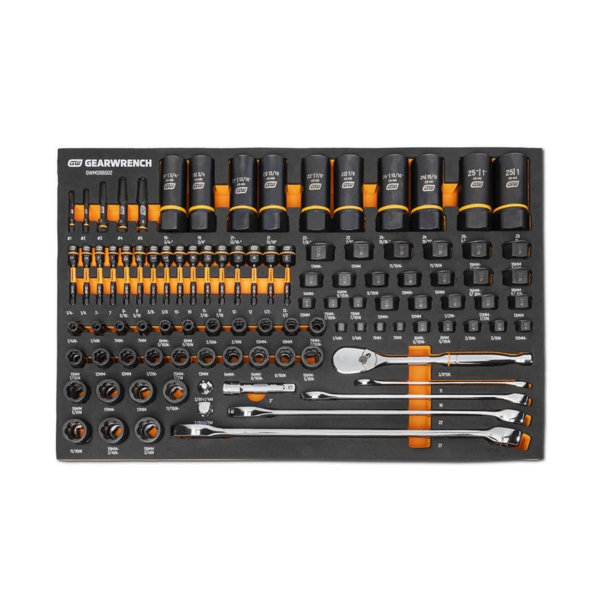 Gearwrench® 97Pc 1/4, 3/8 & 1/2 in. Drive Bolt Biter Mechanics Tool Set in EVA Tray | Accent Tools
