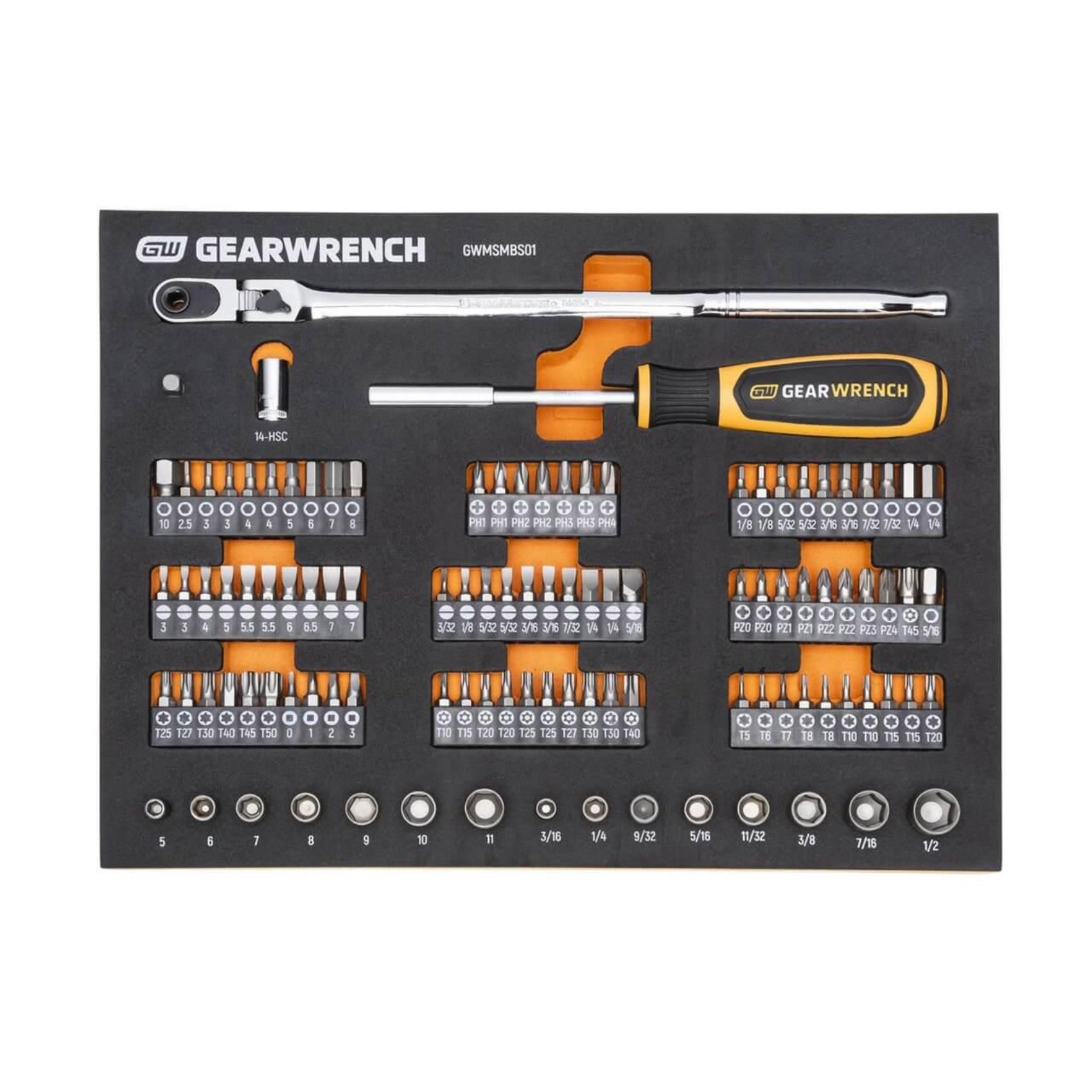 Gearwrench® 105Pc 1/4in. Drive Slim Head Mechanics Tool Set in EVA Tray | Accent Tools