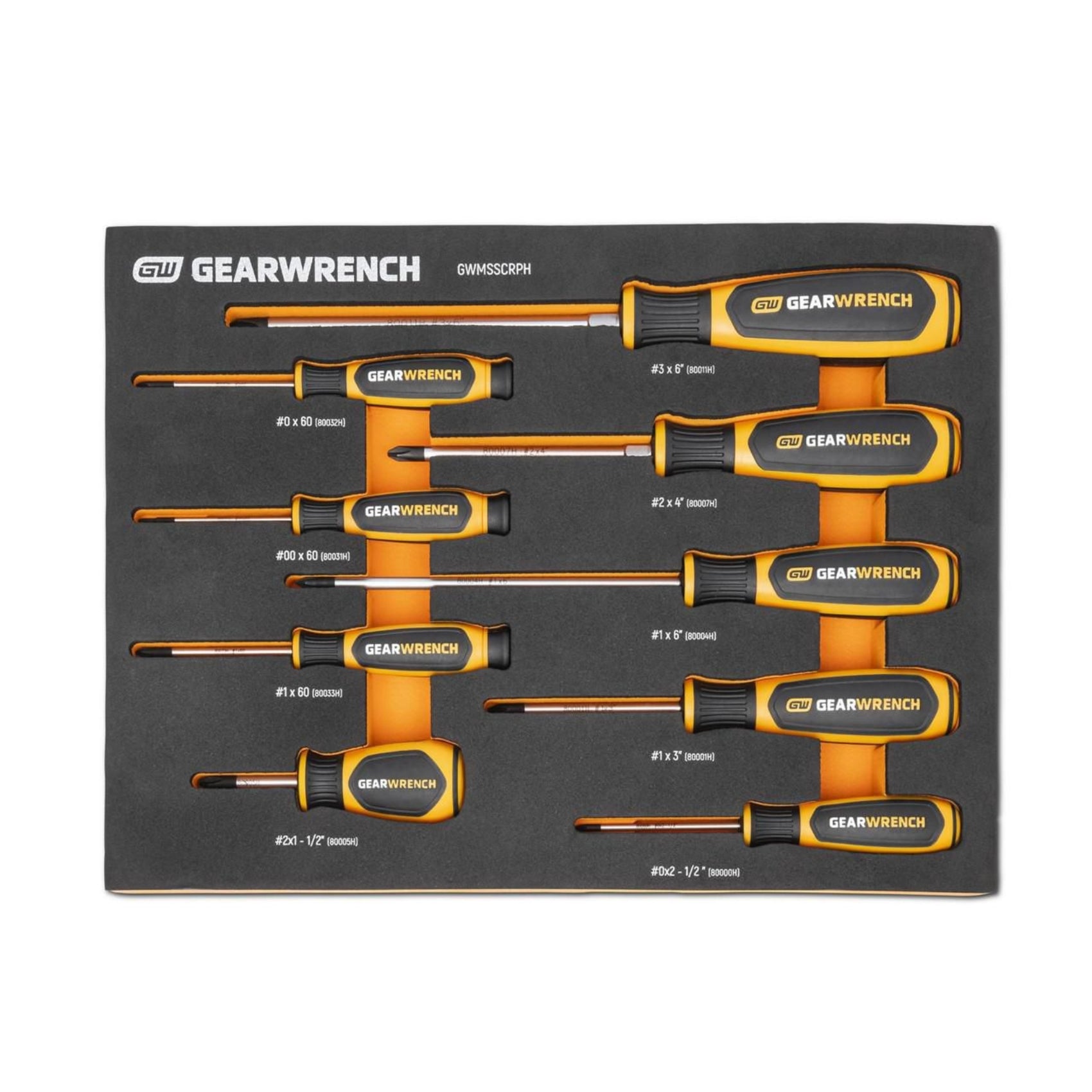 Gearwrench® 9Pc Phillips Dual Material Screwdriver Set in EVA Tray | Accent Tools