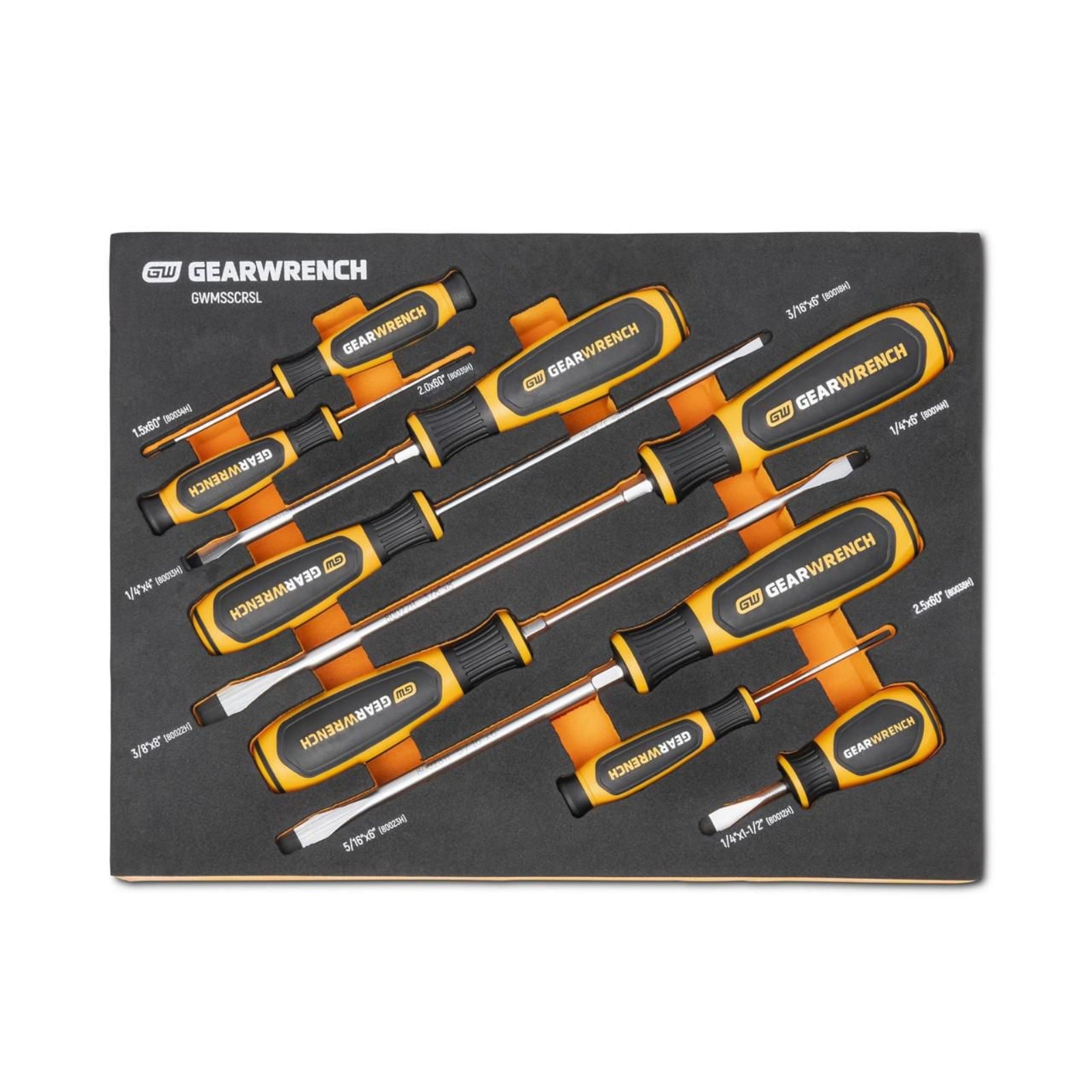 Gearwrench® 9Pc Slotted Dual Material Screwdriver Set in EVA Tray | Accent Tools