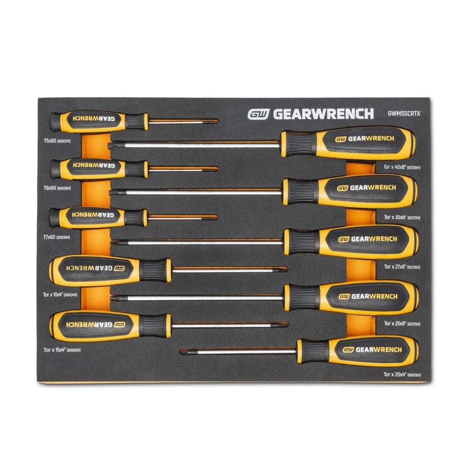 Gearwrench® 10Pc Torx Dual Material Screwdriver Set in EVA Tray | Accent Tools
