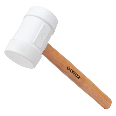 Groz Rubber Mallet 20oz-White Head- Hickory Wood Handle 14in | ISL