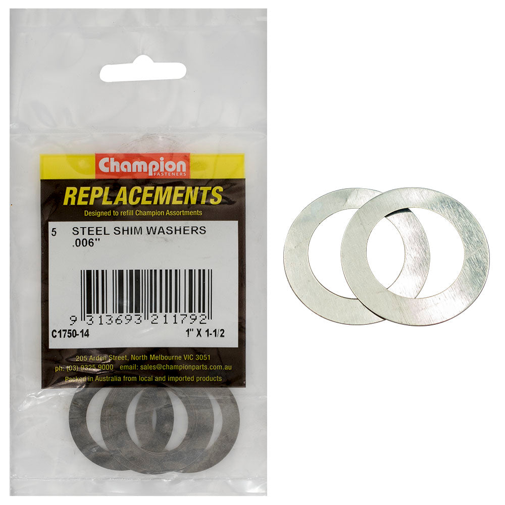 Champion 1in x 1-1/2in x .006in Shim Washer -5pk | ISL