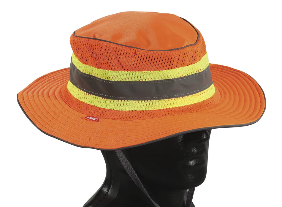Hi-Vis Full Brim Safari Hat, Orange S-M