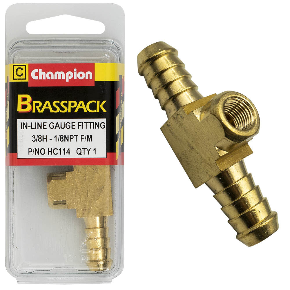 Champion In-Line Gauge Fittings Brass 3/8inH-1/8inNpt Female | ISL