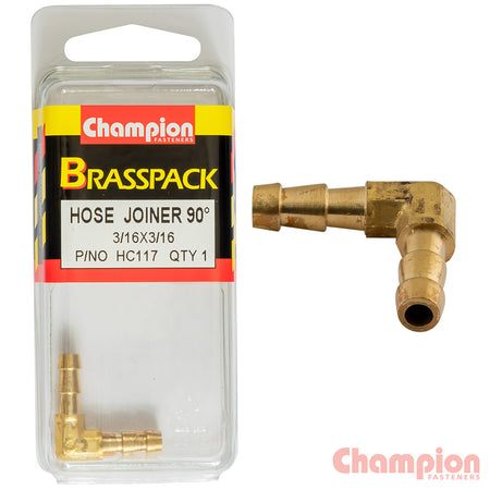 Champion Hose Joiner 90 deg Barb Elbow Brass 3/16-3/16 | ISL