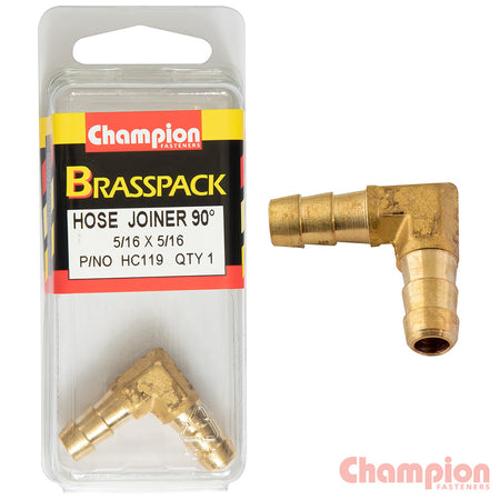 Champion Hose Joiner 90 deg Barb Elbow Brass 5/16-5/16 | ISL