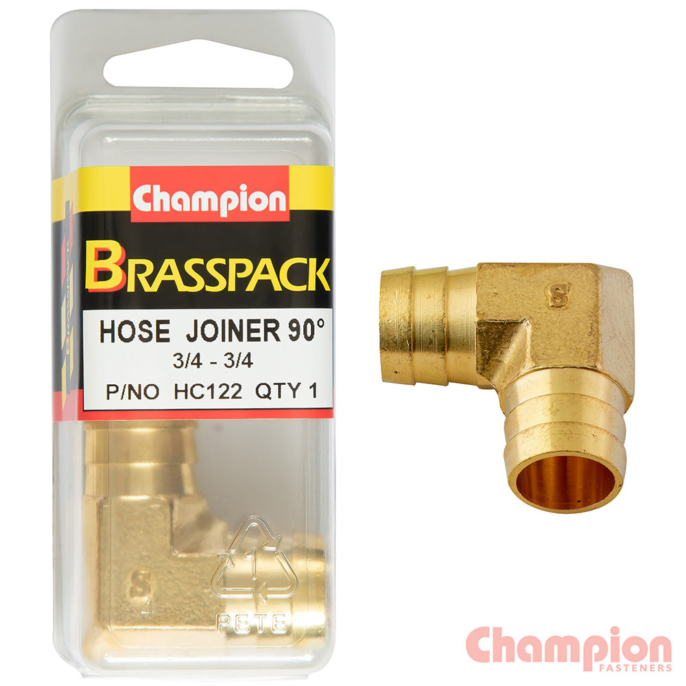 Champion Hose Joiner 90 deg Barb Elbow Brass 3/4-3/4 | ISL
