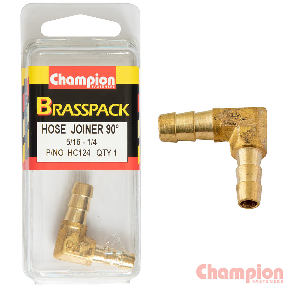 Champion Hose Joiner 90 deg Barb Elbow Reducer Brass5/16-1/4 | ISL