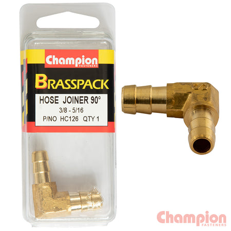 Champion Hose Joiner 90 deg Barb Elbow Reducer Brass3/8-5/16 | ISL