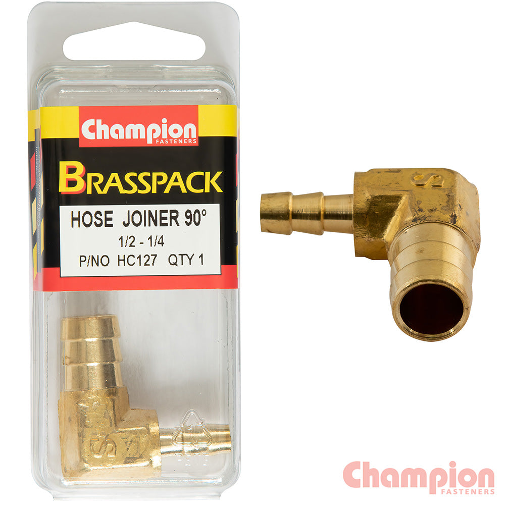 Champion Hose Joiner 90 deg Barb Elbow Reducer Brass - ISL_HC127