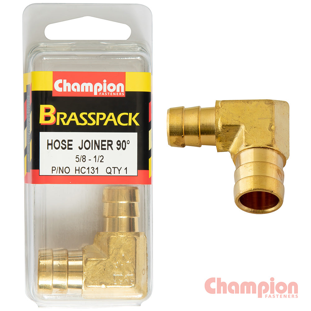Champion Hose Joiner 90 deg Barb Elbow Reducer Brass 5/8-1/2 | ISL