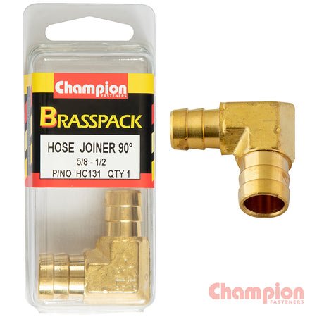 Champion Hose Joiner 90 deg Barb Elbow Reducer Brass 5/8-1/2 | ISL