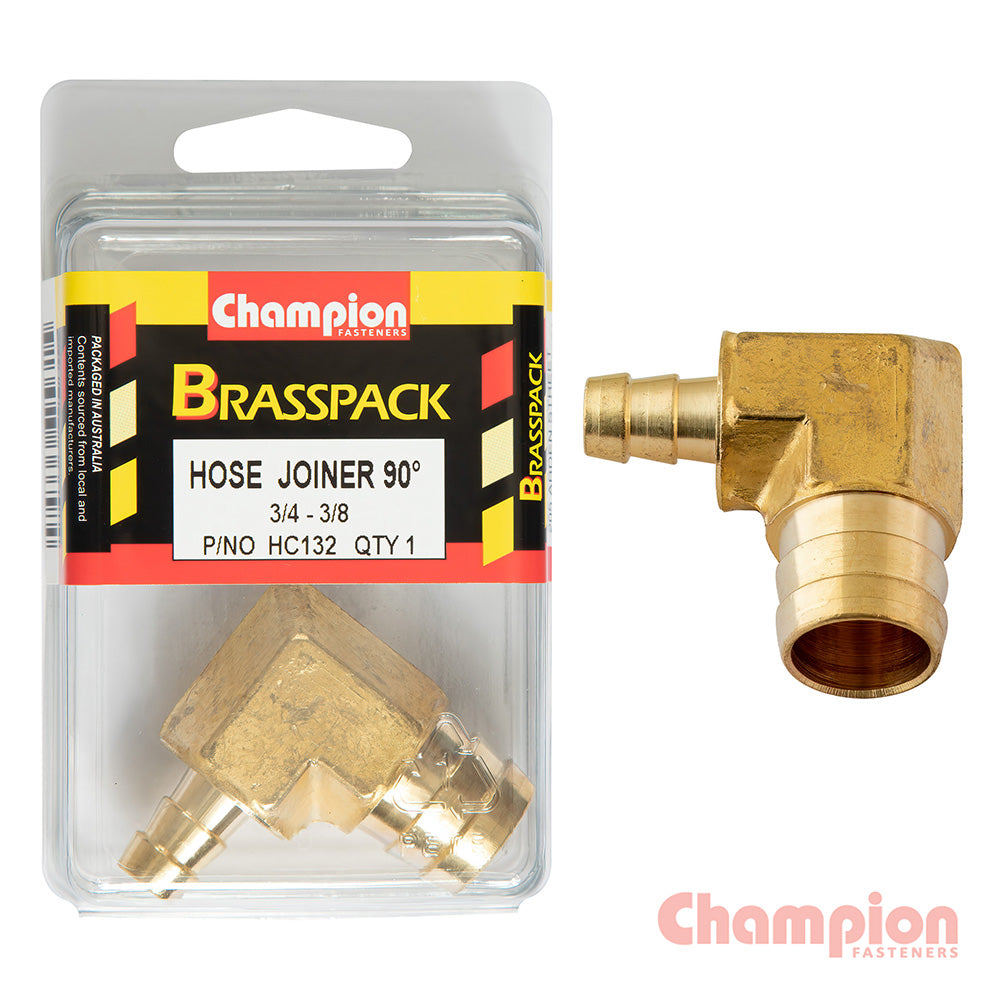 Champion Hose Joiner 90 deg Barb Elbow Reducer Brass 3/4-3/8 | ISL