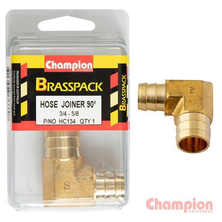 Champion Hose Joiner 90 deg Barb Elbow Reducer Brass 3/4-5/8 | ISL