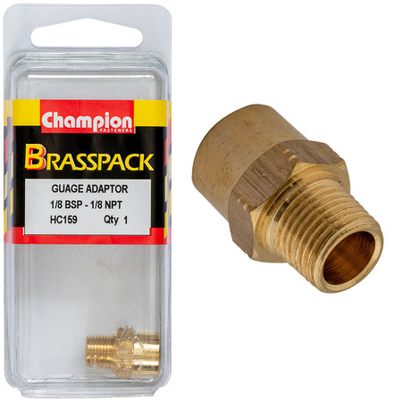 Champion Gauge Adaptor Brass 1/8 Bsp Male-1/8 NPT Female-1pk | ISL