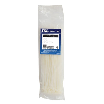 ISL 250 x 3.6mm natural nylon cable ties, pack of 100